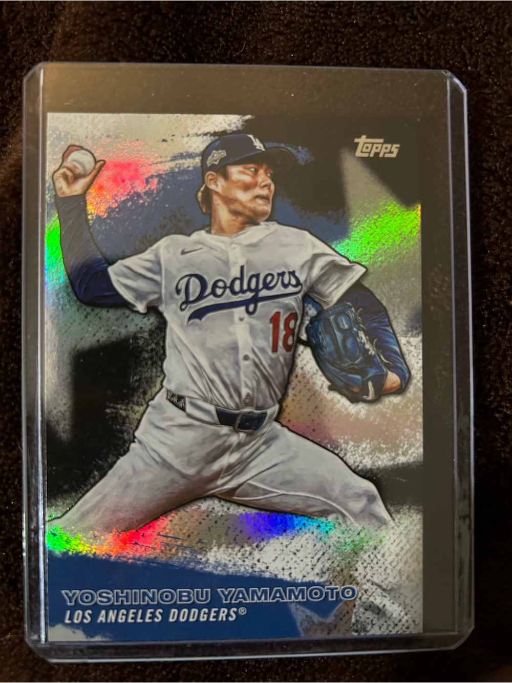 Topps Yoshinobu Yamamoto Dodgers Holographic Blue/White
